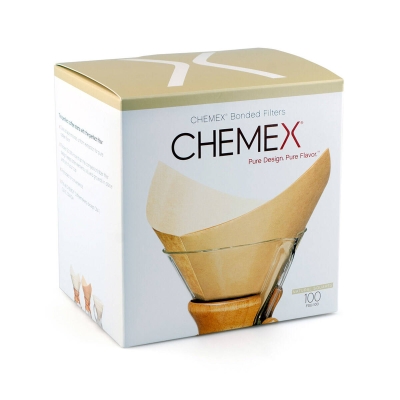 "Chemex" kavos filtrai - FSU-100 Klijuoti (sulankstyti) ir natūralūs - 100 vnt